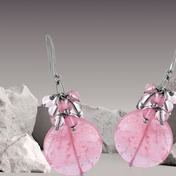 Pink Crystal Rose Quartz Sterling Silver Earrings Love Stone Healing Gemstone - Picture 6 of 8